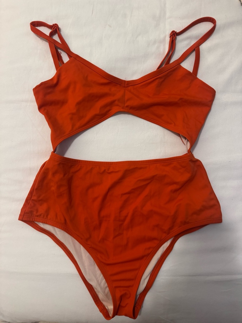 Urban Outfitters Bright Orange Cutout One-Piece Swimsuit - Picture 2 of 4
